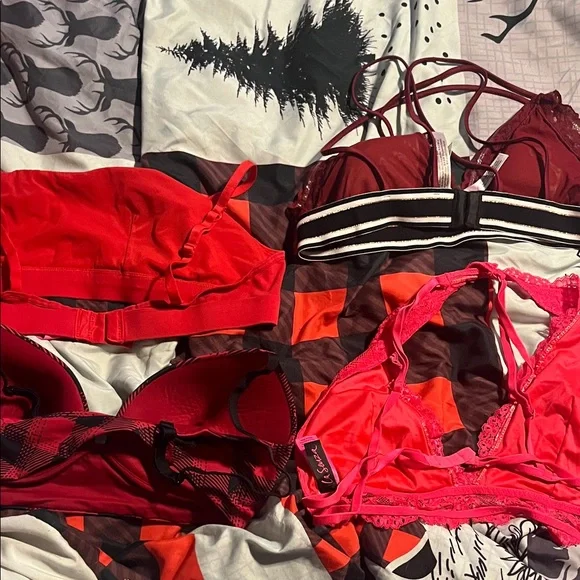 Women's Red Lace & Plaid Bralette Set - Picture 2 of 6